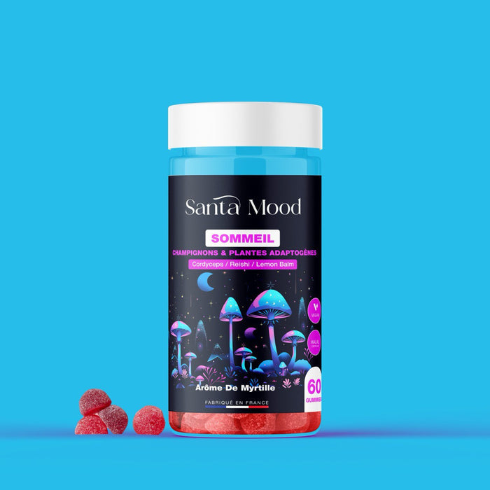 Santa Mood – Gummies Sommeil Naturel | Reishi, Cordyceps, Mélisse & Zinc